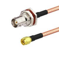 BNC Bulkhead to  SMA male RG142 Mil Spec Coaxial Cable