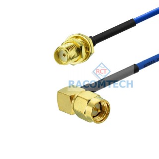 SMA female to SMA male Right Angle RG405 Habia 0.086" Semi Flexiform Cable